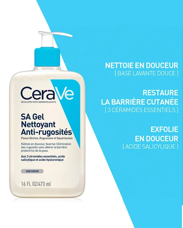 CERAVE SA Gel Nettoyant Antirugosités peaux sèches et rugueuses -473ml – Image 4
