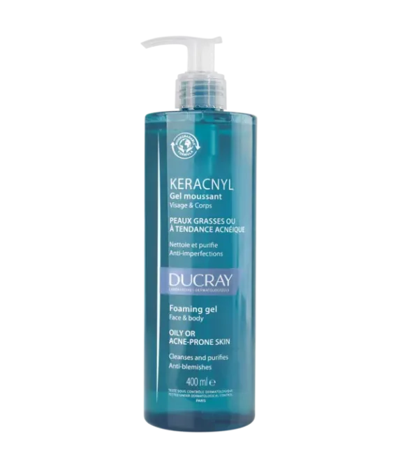 DUCRAY KERACNYL Gel Moussant Peaux Grasses et Acnéiques – 400ml