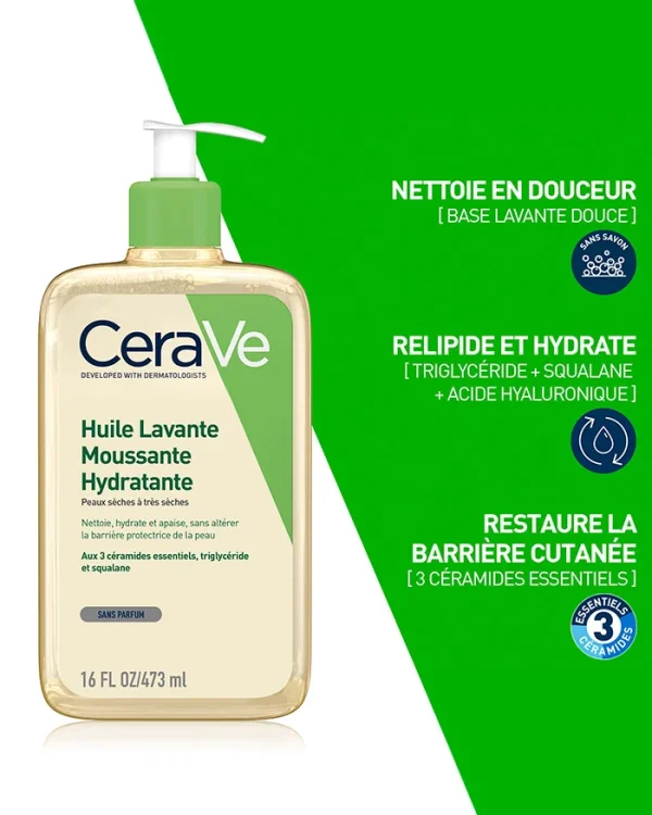 CERAVE Huile Lavante Moussante Hydratante - 473ml – Image 4