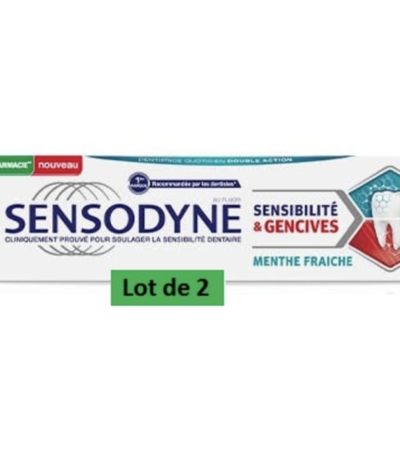 Sensodyne dentifrice Sensibilité & Gencives Menthe Fraiche Lot de 2x75ml